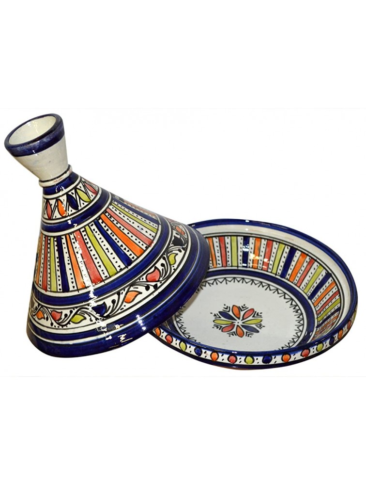 Moroccan Handmade Serving Tagine Exquisite Ceramic With Vivid colors Original 10 Inches in Diameter - BAXN4RWR3