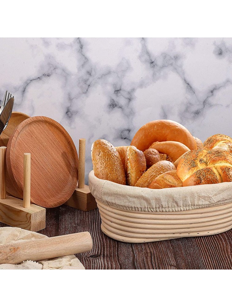 6 Pieces 10 Inch Oval Shape Bread Banneton Proofing Basket Cover Natural Rattan Baking Dough Sourdough Banneton Proofing Basket Cloth Liner - BYP0LXV22