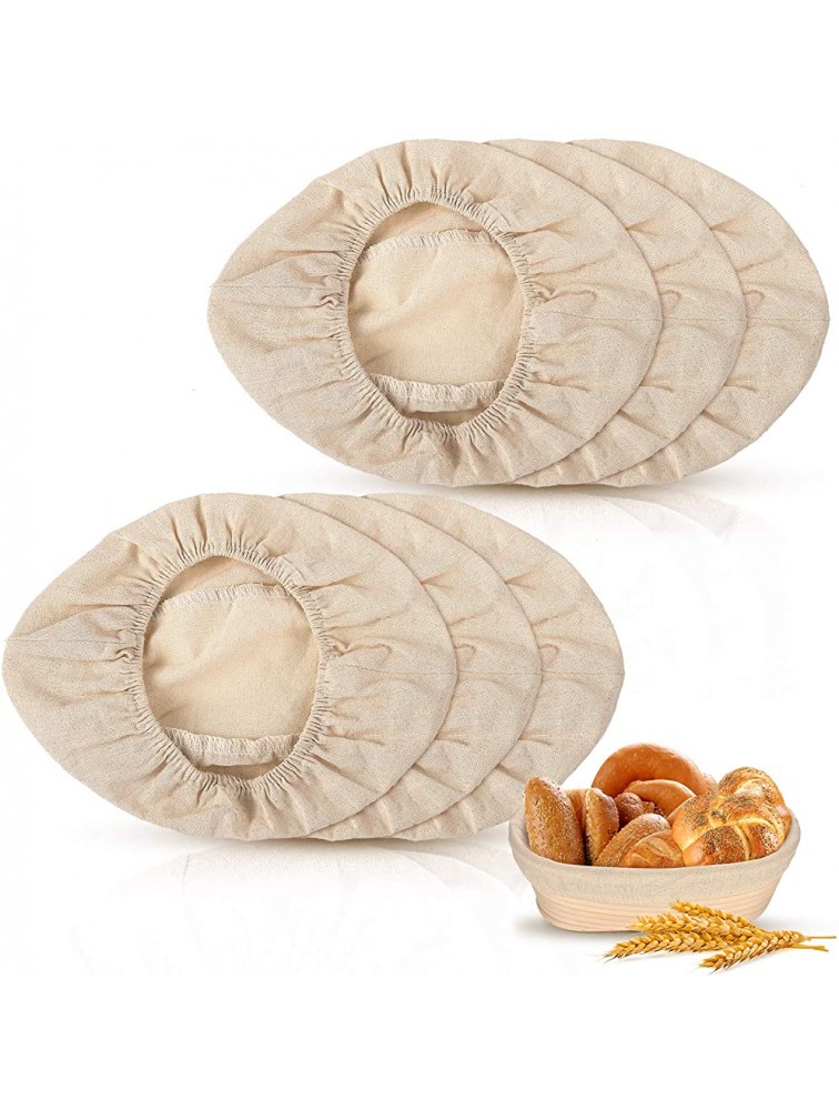 6 Pieces 10 Inch Oval Shape Bread Banneton Proofing Basket Cover Natural Rattan Baking Dough Sourdough Banneton Proofing Basket Cloth Liner - BYP0LXV22