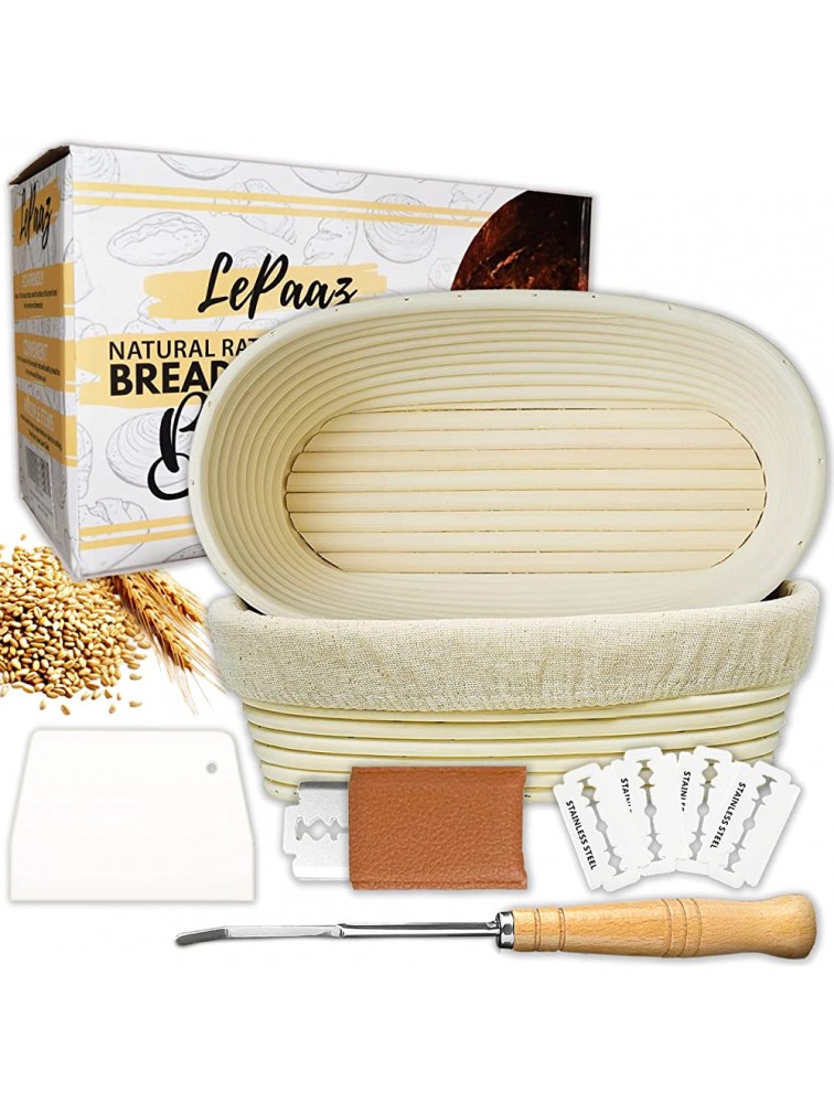 Banneton Bread Making Kit Round Sourdough Bowl with Scraper 10 inch Bread Proofing Basket Liner Cloth for Professional & Home Bakers 