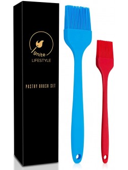 Ignite Lifestyle Silicone Pastry Brush 2pcs Basting Brush for Cooking Baking & BBQ Easy to Clean Grill Brush Heat Resistant Silicone Brush Basting Brushes Kitchen BBQ Brush Large & Small - BU6SEBN9L