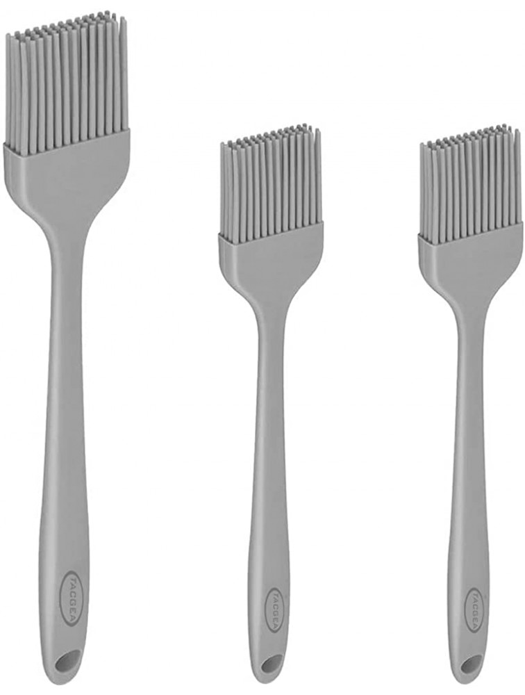 TACGEA Silicone Basting Pastry Brush Heat Resistant Kitchen Cooking Brushes for Oil Spread Sauce BBQ Baking Grilling BPA Free Set of 3 Gray - BNCRGOMYM