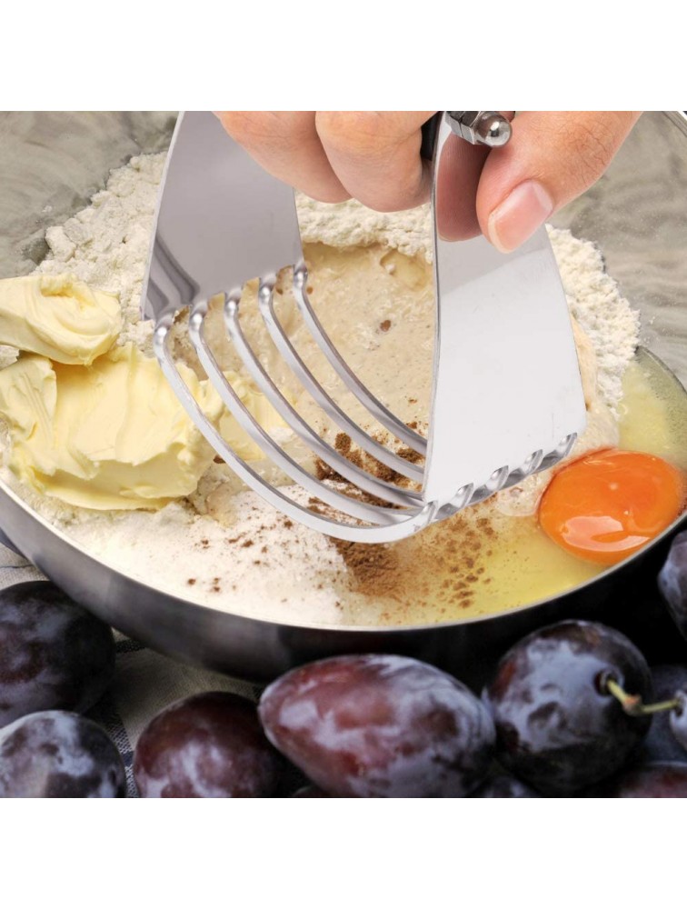 Dough Blender Heavy Duty Pastry Blender Stainless Steel Pastry Cutter for Baking Professional Butter Cutter Kitchen Gadgets 5-Blade Biscuit Cutter with Rubber Non Slip Grip - BVD63M70Y