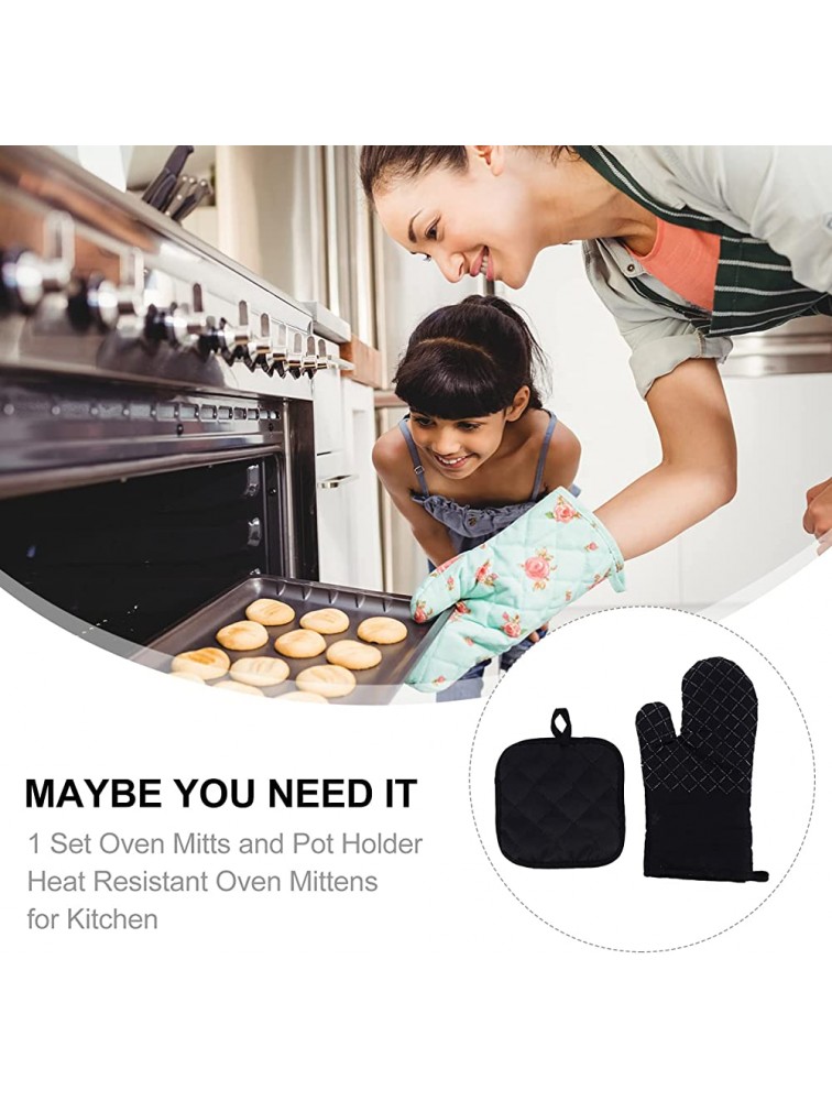 Luxshiny 2 Sets Microwave Oven Mitts Pot Pad Heat Resistant Roaster Oven Gloves Cotton Insulation Pan Pads Baking Insulated Mittens for Grilling Baking Gloves BBQ Microwave - B51G8OG0X