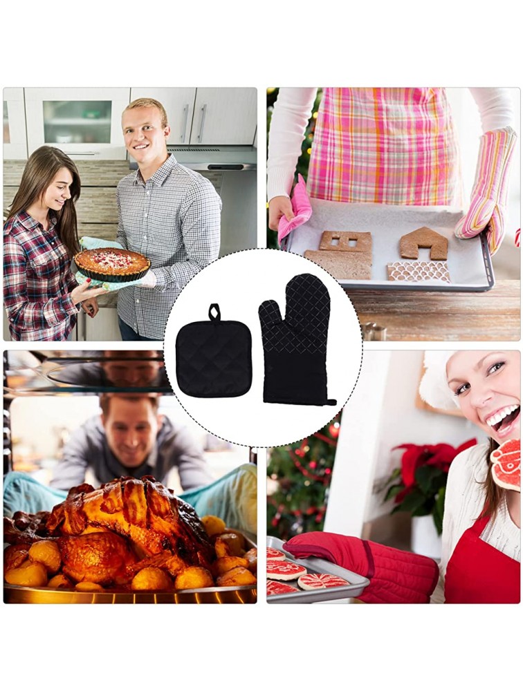 Luxshiny 2 Sets Microwave Oven Mitts Pot Pad Heat Resistant Roaster Oven Gloves Cotton Insulation Pan Pads Baking Insulated Mittens for Grilling Baking Gloves BBQ Microwave - B51G8OG0X
