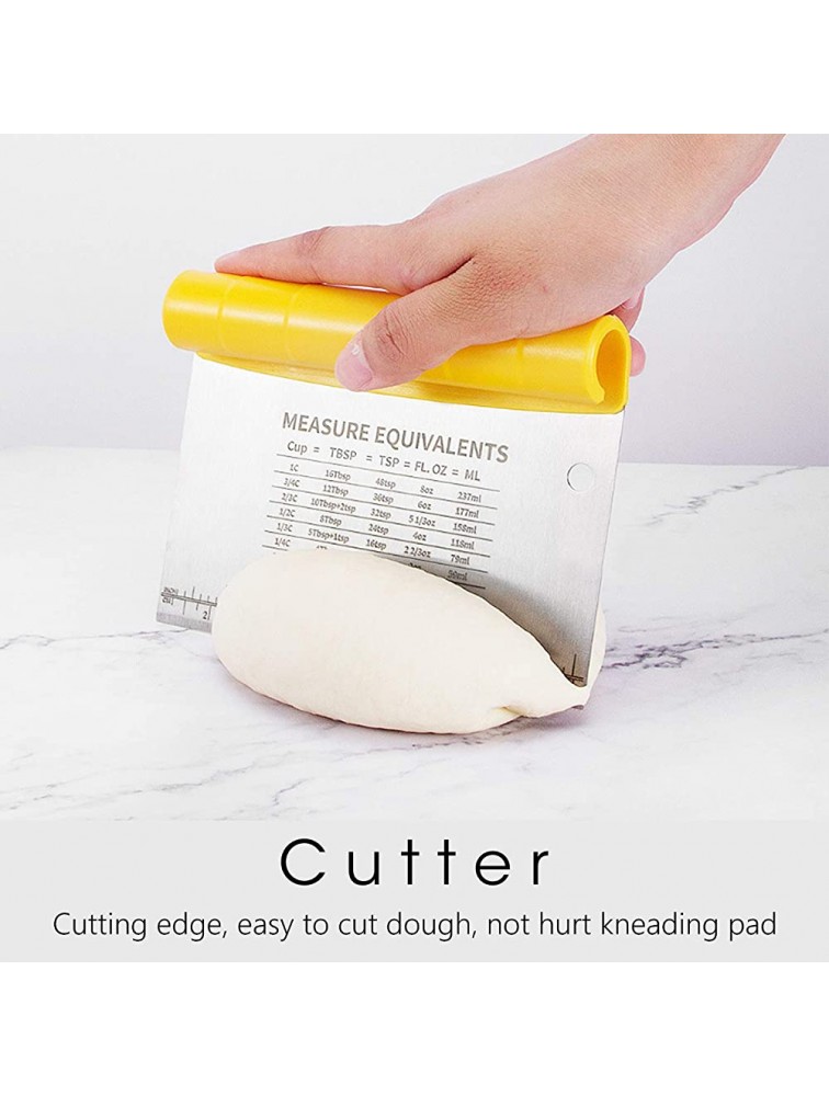 NVTED 2 in 1 Bench Scraper Set Stainless Steel Bench Dough Scraper and Plastic Bowl Scaper Set with Measurement Equivalents for Cake Baking and Kitchen - B98KBDMU5