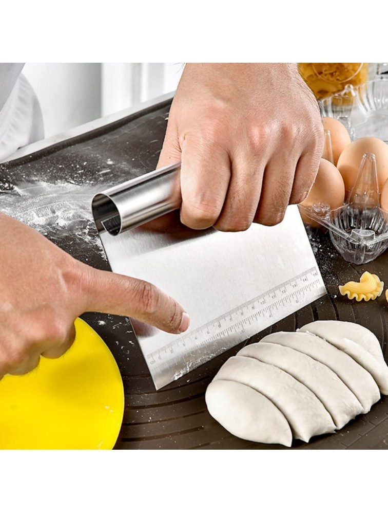 Stainless Steel Dough Cutter Scraper: 1 Set of Dough Pastry Cutters with Scale Bowl Cream Scraper with Handle Food Scraper for Kitchen Baking Tools - B7IJE806Z