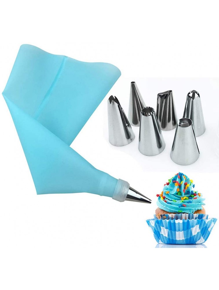 AKOAK 8 Pcs set Stainless Steel Mounting Nozzles and Silicone EVA Mounting Bags Reusable Kitchen DIY Pastry Bag+6 Nozzles Set of Cake Decorating Tools - BWI7O2NZQ