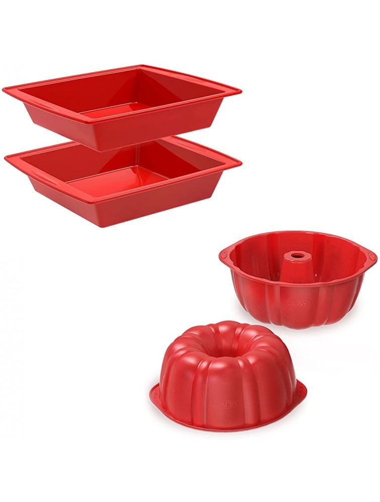 2x Silicone Cake Pans + 2x Silicone Bundt Pans - BSUPO7YQX
