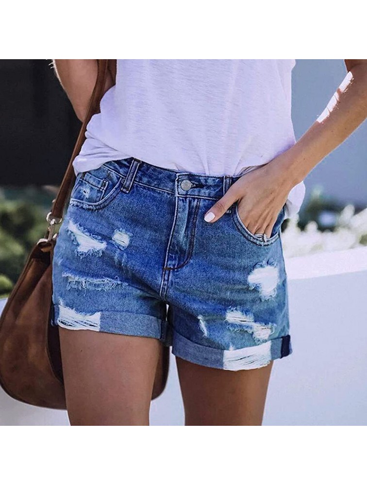 GOODTRADE8 Pants for Women Pocket Jeans Denim Pants Female Hole Bottom Sexy Casual Shorts - BSC5Z86FW