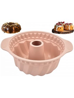 Kenond® 9.5 Inch Silicone Bundt Cake Pan Non-stick Bundt Pan with Sturdy Handle Cake Baking Molds for Bundt Cakes Perfect Bakeware for Cake Jello Gelatin Bread Para Gelatinas Pink - BT85ZL73W