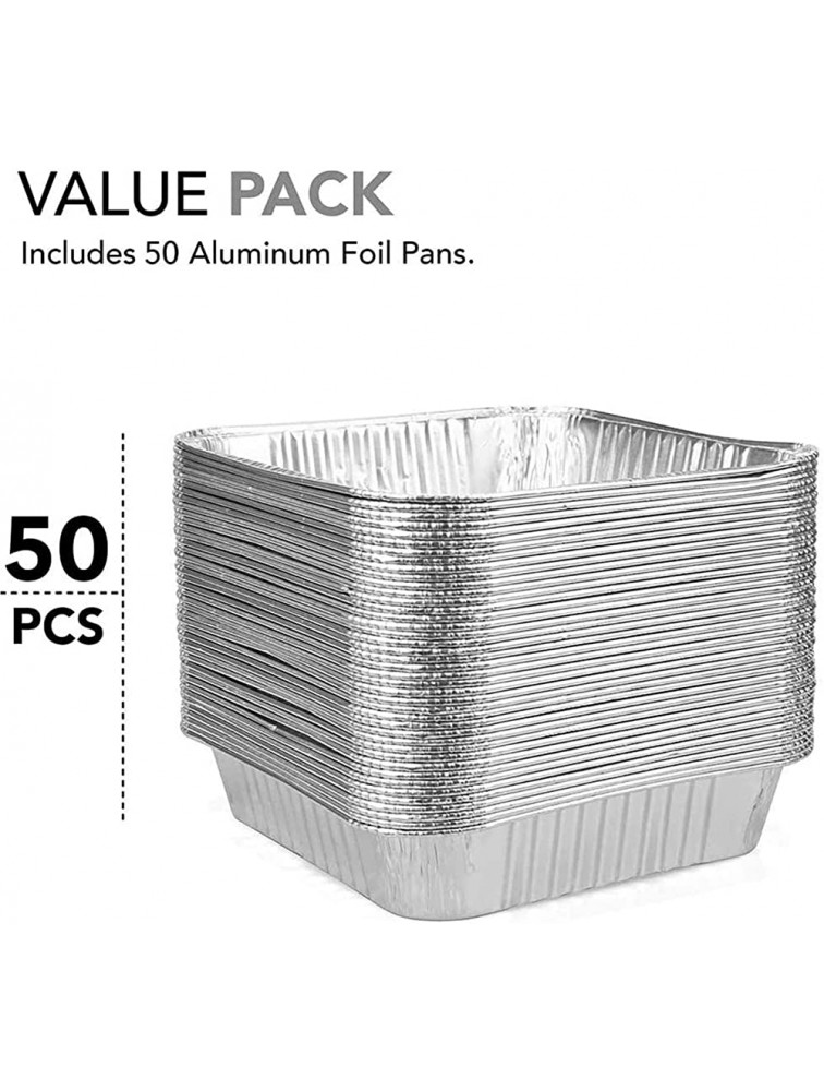 Ailelan Aluminum Pans Disposable 50-Pack 8x8 Aluminum Foil Pans Disposable Takeout Pans Perfect for Cooking Heating Storing Prepping Food - BGANWRGW2