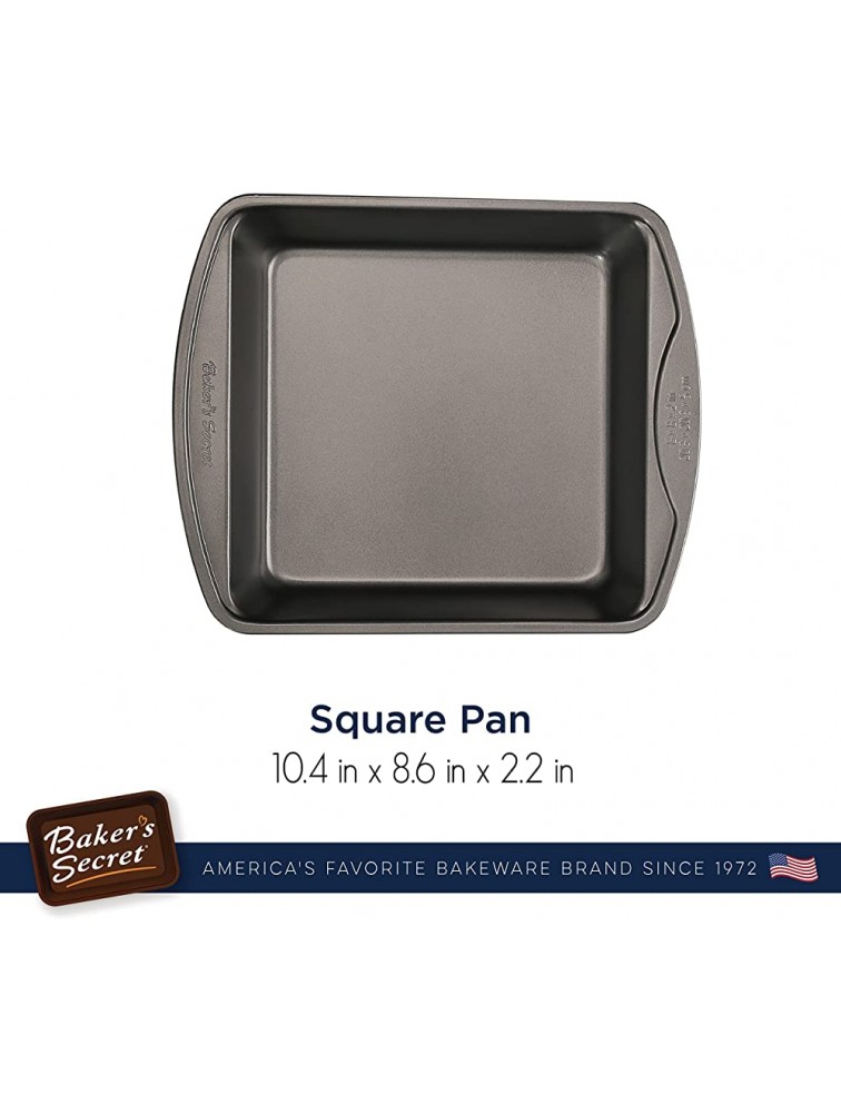 Baker's Secret Nonstick Square Cake Pan 8 Carbon Steel Pan with Premium Food-Grade Coating Non-stick Square Pan Bakeware DIY Baking Accessories Classic Collection - BOVACT8VY
