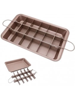 Brownie Pan Non-Stick Brownie Baking Pan with Dividers Brownie Cutter,Brownie Tray,18 Pre-slice Brownie Baking Tray Muffin and Cupcake Pan for Oven Baking Brownie Bites 12 X 8 X 2 Inches - B1PGH5E93