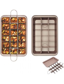 Brownie Pan Non Stick Brownie Pans With Dividers 18 Pre-slice Brownie Baking Tray Carbon Steel Bakeware for Oven Baking Size 12 X 8 X 2 Inches - BRA5DN9MQ