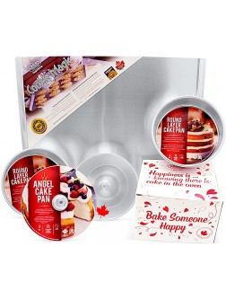 Crown 5pc Classic Cake Baking Bundle: 6” Angel Cake Pan 2 pack 6" Cake pans 2 Pack 14 x 16.5” Single Cookie Magic Sheet - BA06M74KE