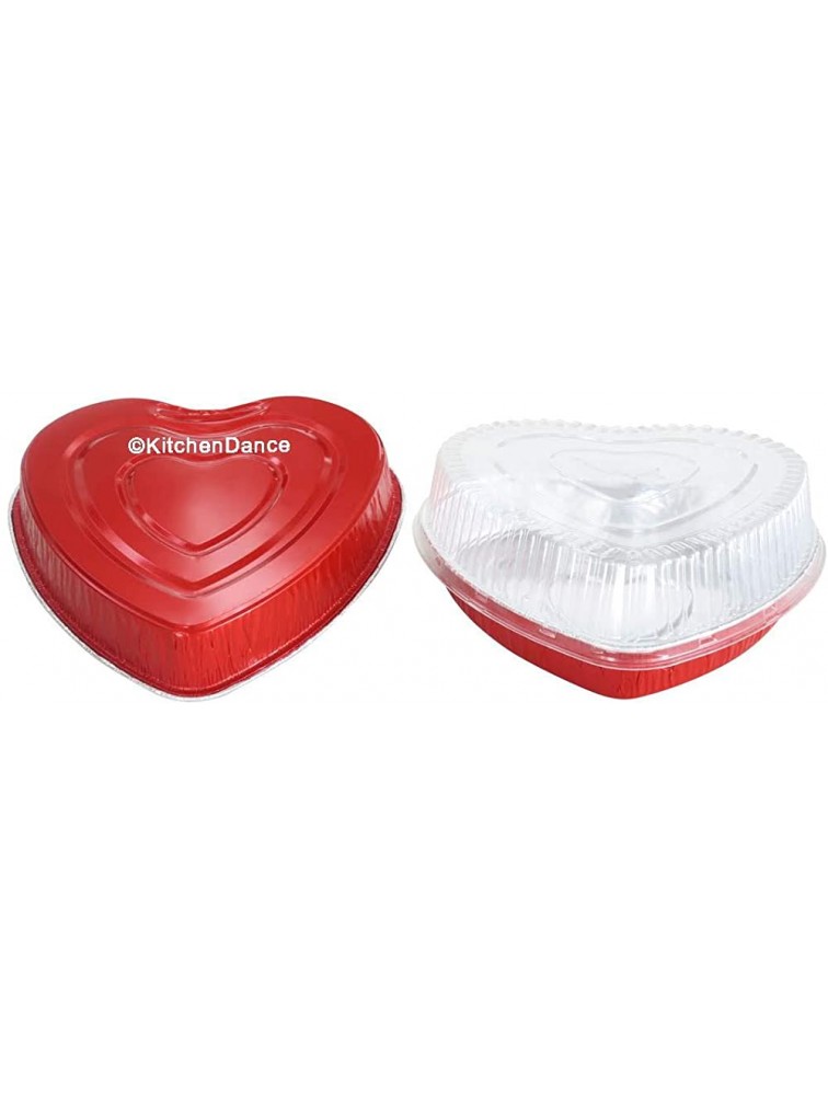 Disposable Red Aluminum Heart Shaped Cake Pan 8 Size w Lid options 100 With Clamshell Container - BQKIA8RD2