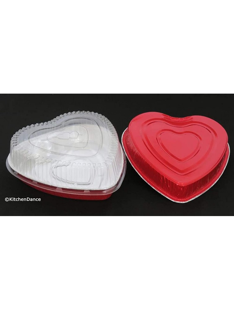 Disposable Red Aluminum Heart Shaped Cake Pan 8 Size w Lid options 100 With Clamshell Container - BQKIA8RD2
