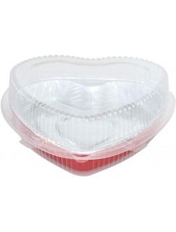 Disposable Red Aluminum Heart Shaped Cake Pan 8" Size w Lid options 100 With Clamshell Container - BQKIA8RD2
