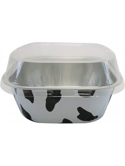 KitchenDance Disposable Aluminum 4" x 4" Square 8 ounce Dessert Pans W Lids #ALU6P Cow Print 100 - B5FU41QSY