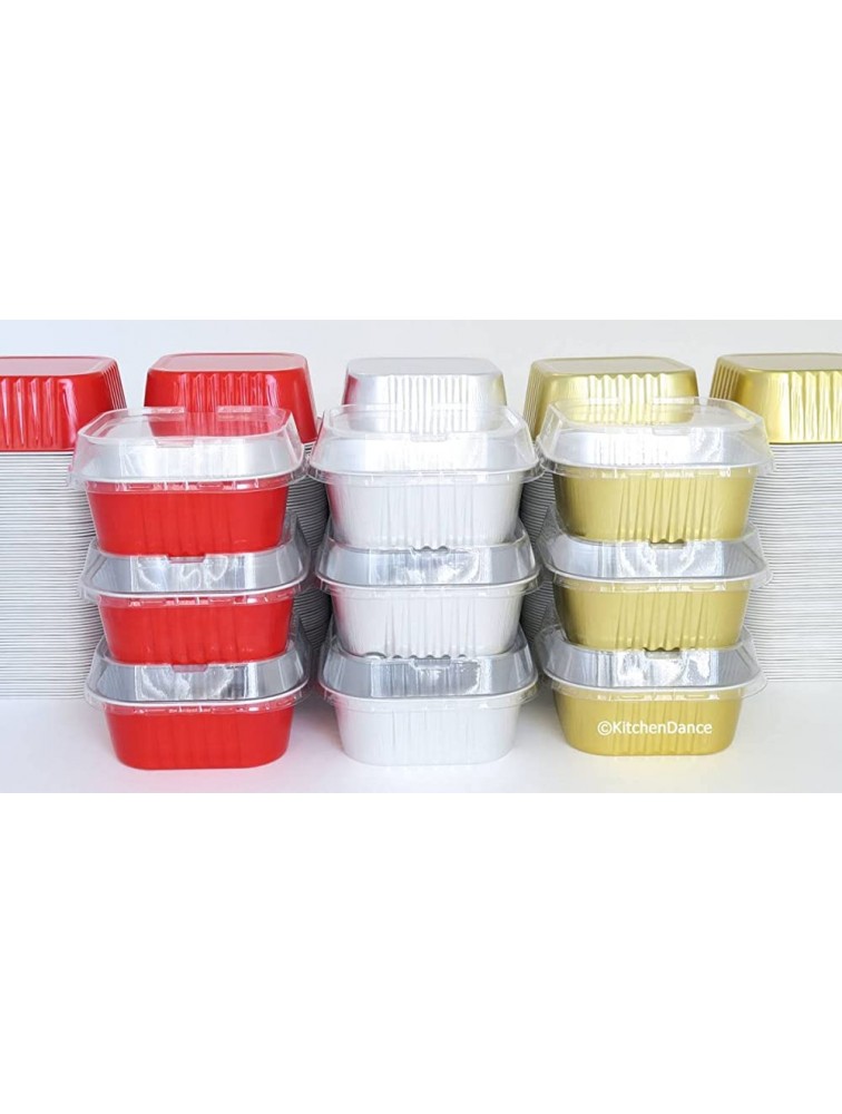 KitchenDance Disposable Aluminum 4 x 4 Square Dessert Pans W Lids #A-24P 500 Red - BWQ4QMQ8W