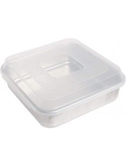Nordic Ware Natural Aluminum Commercial Square Cake Pan with Lid Exterior 9.88 x 9.88 Inches - BAVXEEJ5Z