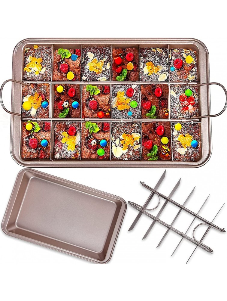 RRMMAN BakingTray with Dividers pan Non Stick Baking Pan,Non Stick Baking Pan Sets,18 Pre-Cut Square Molds for Cake Fudges and Chocolate 12'' X 8'' X 2'' - B0J5PUSCE