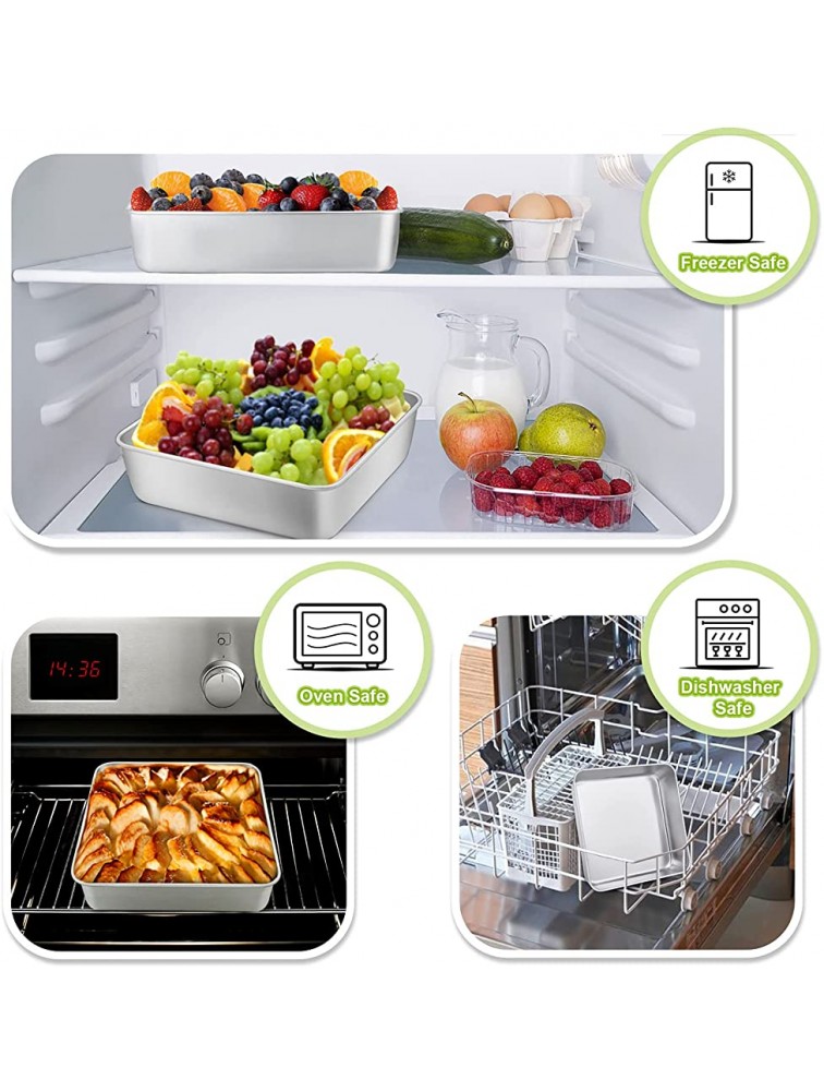 TeamFar Square Cake Pan 9 Inch Stainless Steel Square Baking Roasting Pan for Cake Brownie Lasagna Non-Toxic & Heavy Duty One Piece Design & Smooth Dishwasher Safe & Easy Clean - B6H0WENYW