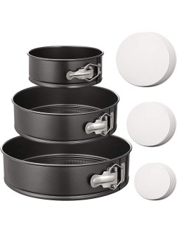 Hiware Springform Pan Set of 3 Non-stick Cheesecake Pan Leakproof Round Cake Pan Set Includes 3 Pieces 6" 8" 10" Springform Pans with 150 Pcs Parchment Paper Liners - B7ETCJVKB
