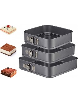 Springform Cake Pan Square Set of 3 non stick leakproof cake baking pans with removable bottom Non Stick Carbon Steel - BR6QMGZBL