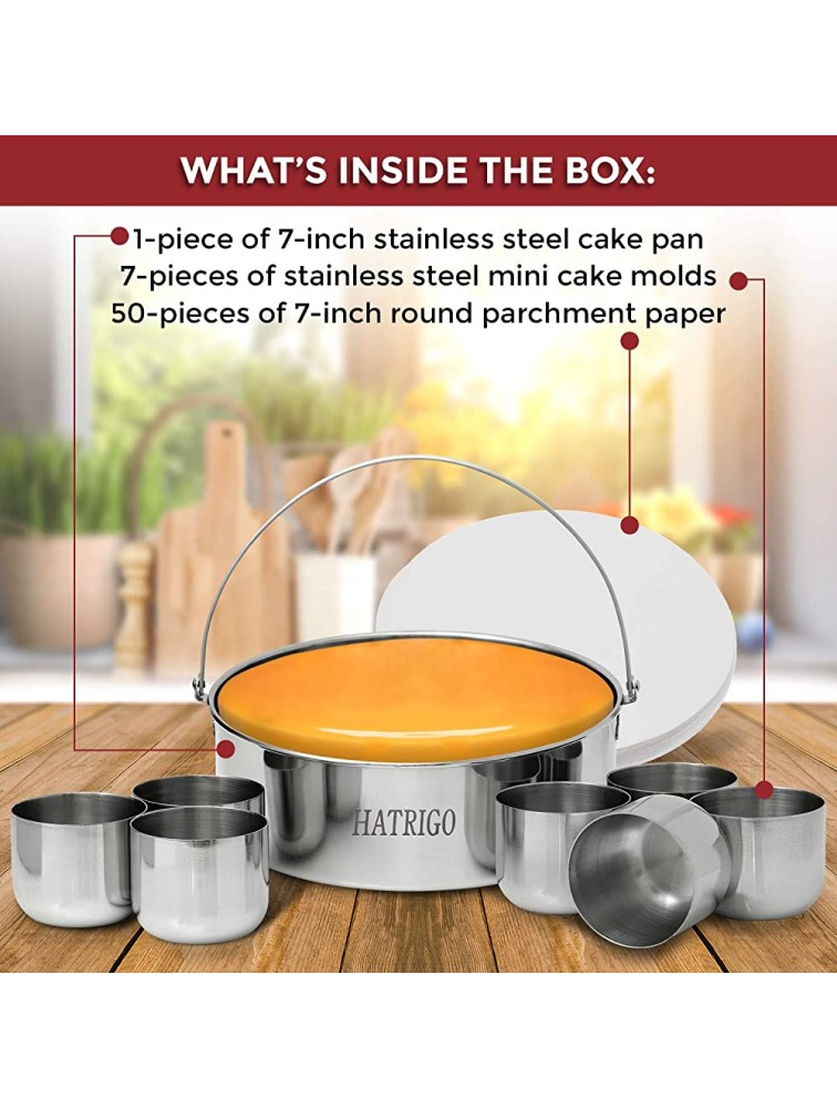 Stainless Steel Cake Push Pan Egg Bites Molds & Parchment Paper Cheesecake Pan with Handle Compatible with Instant Pot Accessories 6qt 8qt only Ninja Foodi Mealthy and Air Fryer - B07XDAZQC