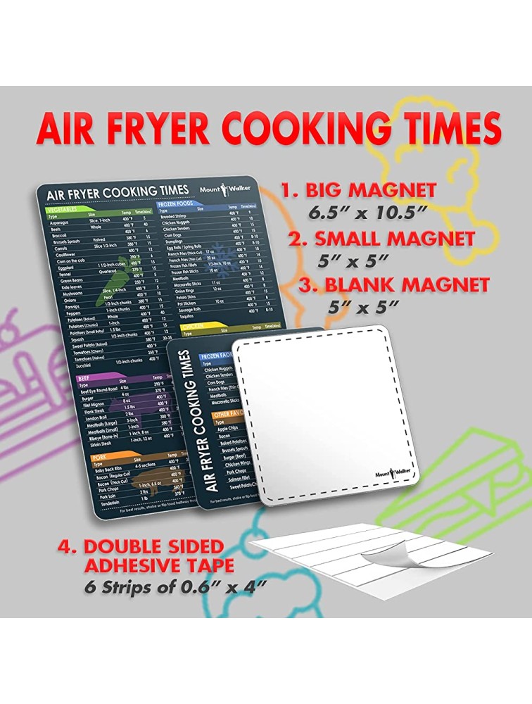 Air Fryer Magnetic Cheat Sheet Set Air Fryer Accessories Air Fryer Cooking Times Chart with Dry Erase Whiteboard Fridge Magnet Air Fryer Cookbook Set Set of 3 Black - BB93BXVHF