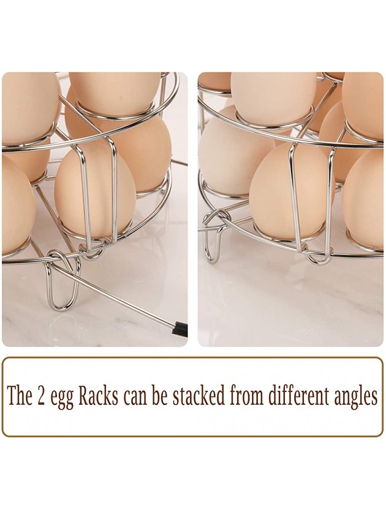 Aozita Multipurpose Stackable Egg Steamer Rack Trivet with Heat Resistant Silicone Handles Compatible for Instant Pot Accessories 6 Qt 8 Qt 18 Egg Cooking Rack for Pressure Cooker Accessories - BA32IX39M