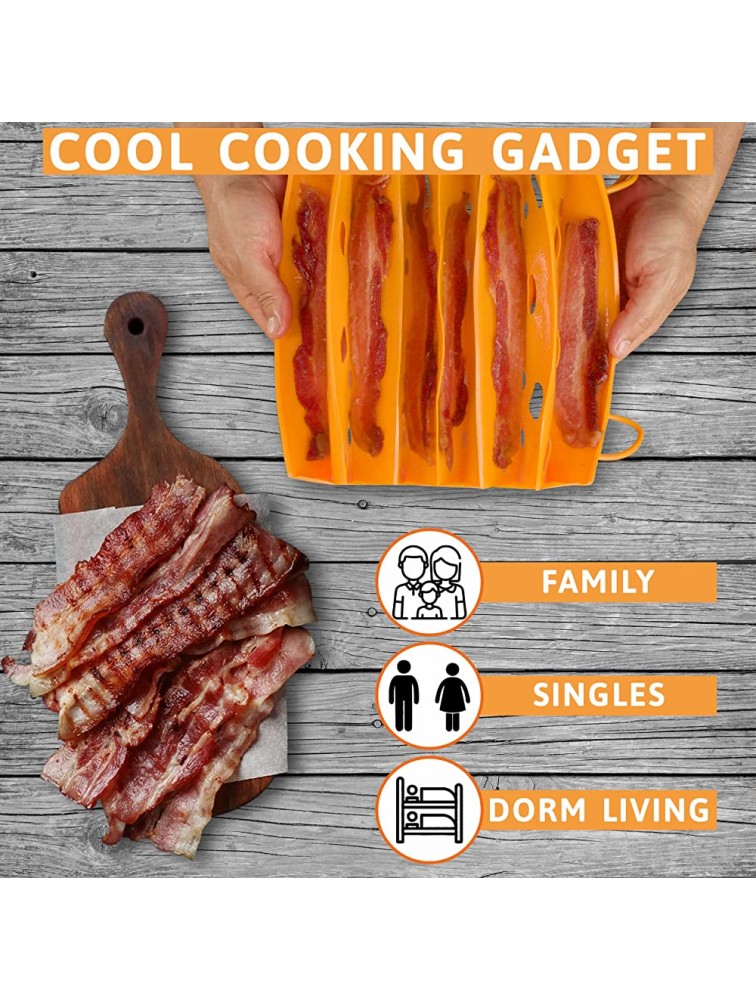 Bad Boy Bacon Maker Bacon Cooker For Microwave Oven Food-Grade Silicone Microwave Cookware Breakfast Maker Makes 6 Slices of Healthy Crispy Bacon in the Oven Cool Kitchen Gadgets Dishwasher Safe - BJYED8A2B