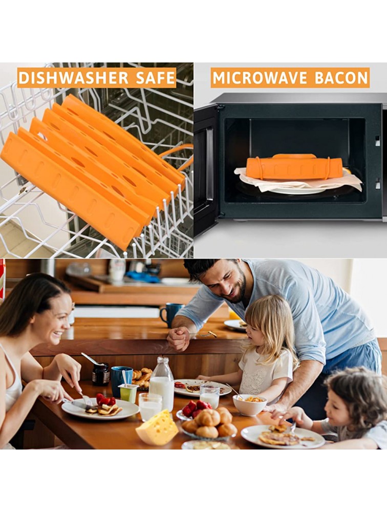 Bad Boy Bacon Maker Bacon Cooker For Microwave Oven Food-Grade Silicone Microwave Cookware Breakfast Maker Makes 6 Slices of Healthy Crispy Bacon in the Oven Cool Kitchen Gadgets Dishwasher Safe - BJYED8A2B
