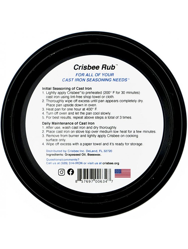 Crisbee Rub Cast Iron and Carbon Steel Seasoning Family Made in USA The Cast Iron Seasoning Oil & Conditioner Preferred by Experts Maintain a Cleaner Non-Stick Skillet - BKCW3M5T1
