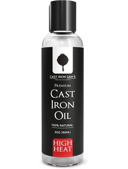 High Heat No Smoke Cast Iron Seasoning Oil- Will not Smoke to Over 400 Degrees Clean Condition Protect and Care for Your Castiron Cookware – 100% Natural Oils - BPM6BK0S6