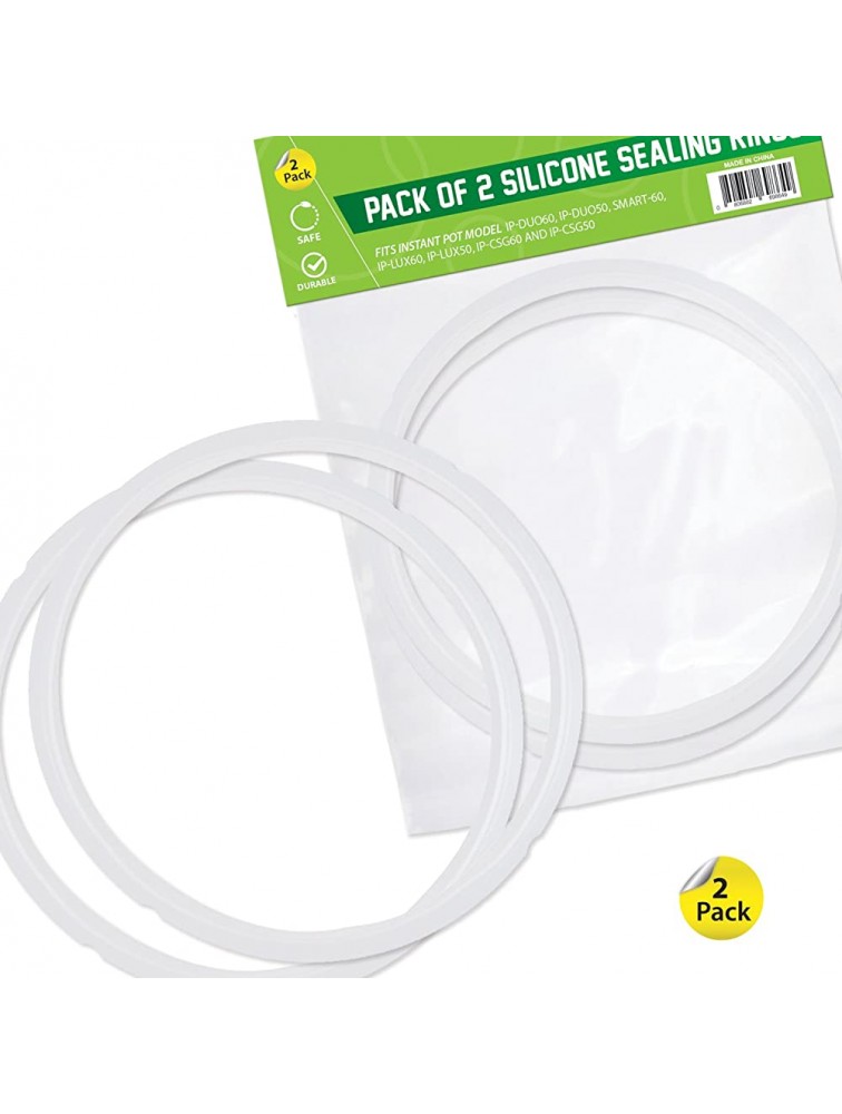 Pack of 2 Silicone Sealing Rings Compatible With Instant Pot 5 & 6 Quart Fits IP-DUO60 IP-LUX60 IP-DUO50 IP-LUX50 Smart-60 IP-CSG60 and IP-CSG50 - BTF5H2NZ5
