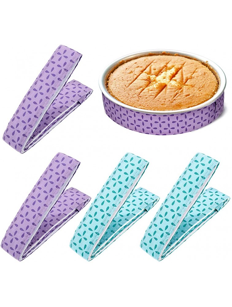 4 Pieces Bake Even Strips Cake Pan Strips Absorbent Thick Cotton Cake Strips Baking Tray Protection Strips for Baking Smooth and Even Cake with Cleaner Edges for a Nicer Look Purple and Blue - BZC0BEBO4
