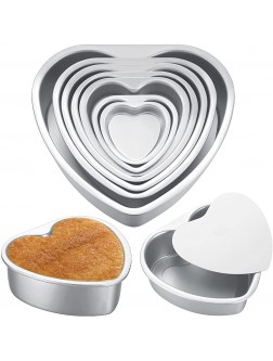 7 Pieces Valentine's Day Heart Shaped Cake Pans 3 4  5 6  8 10 Inches Aluminum Heart Shape Cake Pan Set Nonstick Baking Pan with Removable Bottom DIY Muffin Baking Pan for Valentine Dessert Party - BFBDGFVT5
