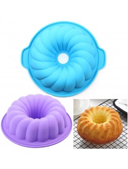 AILEHOPY Silicone Fluted Cake Mold For Jello Cake,Gelatin,Bread， 8-10Inch Tube Cake Pan Bakeware 2Pack - BBFJX86V0