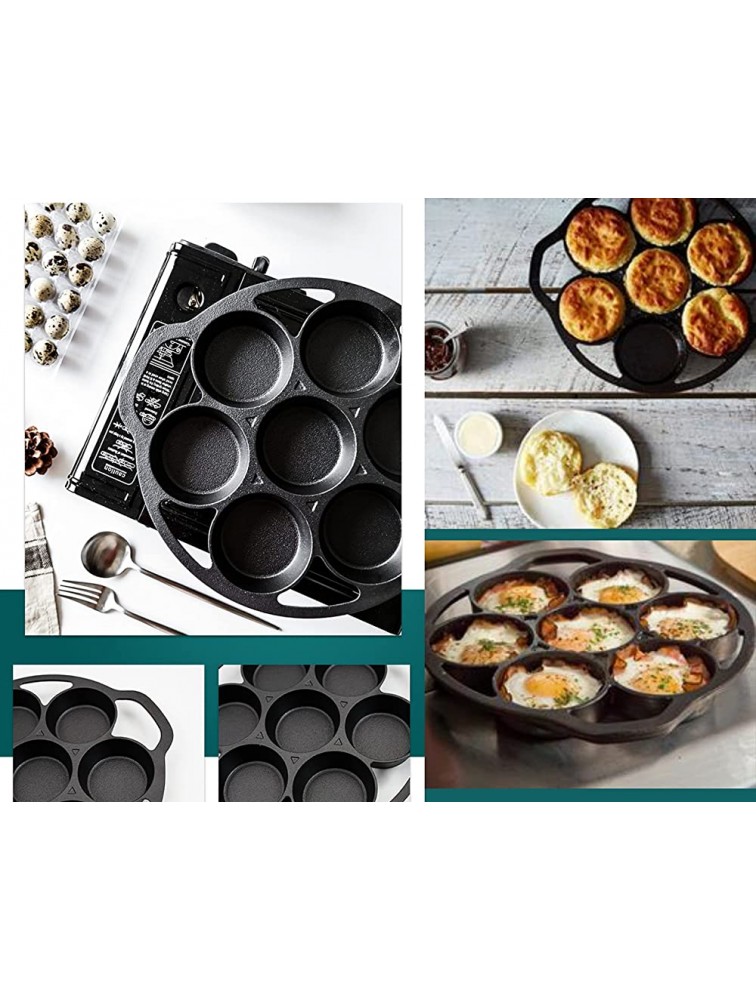 Bruntmor Pre-seasoned Cast Iron 7-Cup Biscuit Pan Round Kitchen Nonstick Baking Tools for Scones Cornbread Muffins Polenta Cake Brownies and Biscuits Molding Trays for Baking Black - B21Y4Z0KO