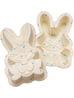 Bunny Cake Pans Easter Bunny Mold 2 Pack Rabbit Mould Silicone Cute Cake Molds Jumbo Breakable Chocolate Gummy Mold for Baking Easter Day Party Cake Dessert Giant Gummy - BA8YD4FY6