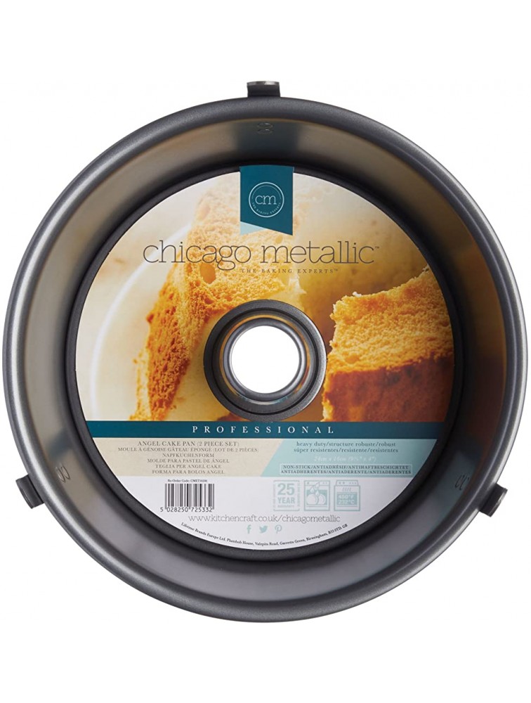 Kitchen Craft Chicago Metallic Professional Non-Stick Ring-Shaped Angel Food Cake Tin with Loose Base 25 cm 10 - B4YYVQCQ5