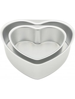 LepoHome 2 pcs Aluminum Heart Shaped Cake Pan Set DIY Baking Mold Tool with Removable Bottom 6 inch & 8 inch - BIX0QYI8V