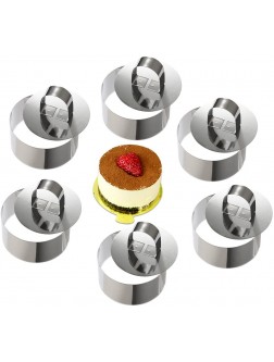 ONEDONE Cake Ring Molds Stainless Steel Ring Molds for Cooking Pastry Rings Cake Mousse Mold with Pusher,3.15in Diameter Set of 6 - BFVMT9OTV
