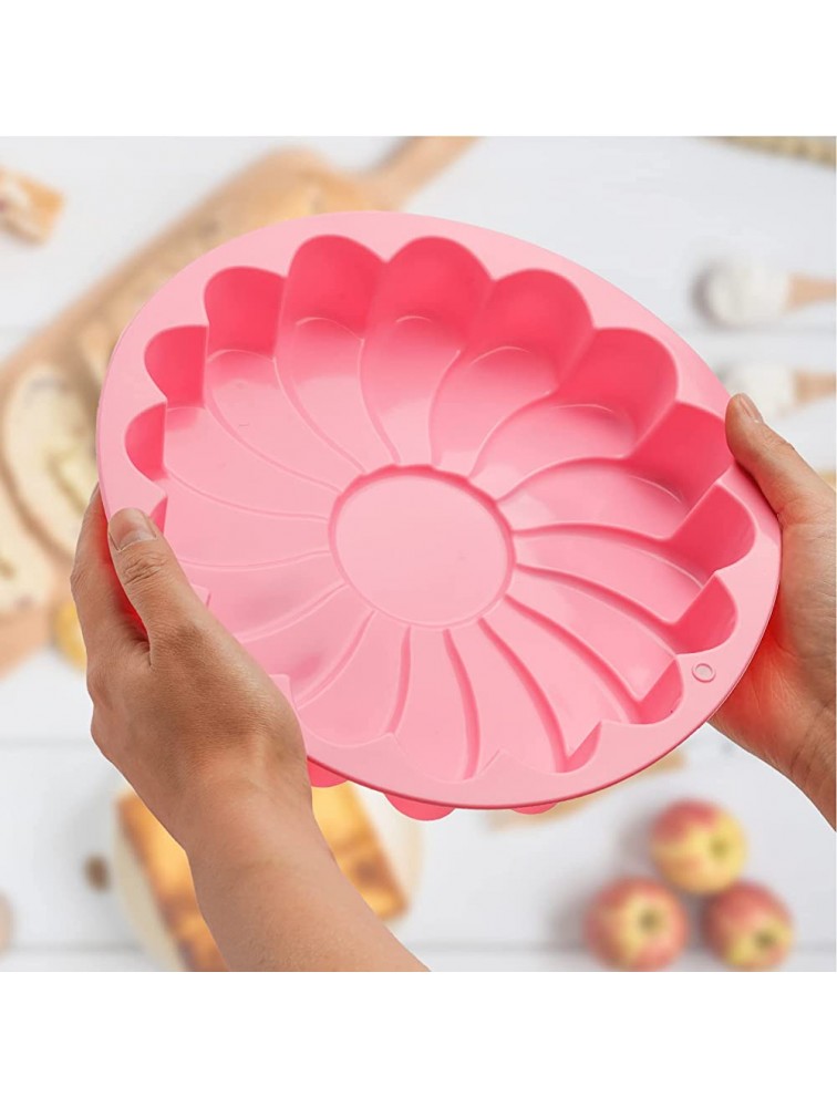 Silicone Large Cake Mold 23 CM 9 Inch Flower Shaped Round Nonstick Baking Pan Brownie Cheesecake Tart Pie Flan Bread Baking Tray by EORTA for Birthday Anniversary Party Random Color - BPBK12MN6