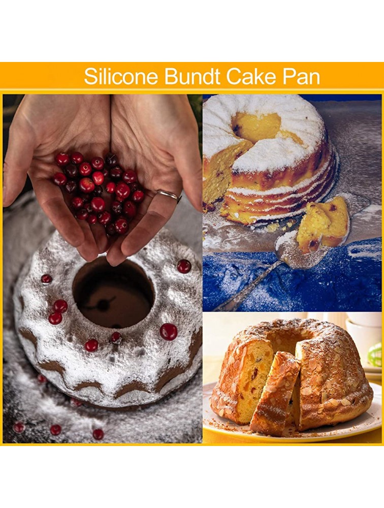 Stouge Silicone Fluted Cake Mold Tube Cake Pan Bakeware Non-Stick Baking Mold for Jello,Cake,Gelatin,Bread Silicone Baking Pan 9-Inch - BYFZZE2JK