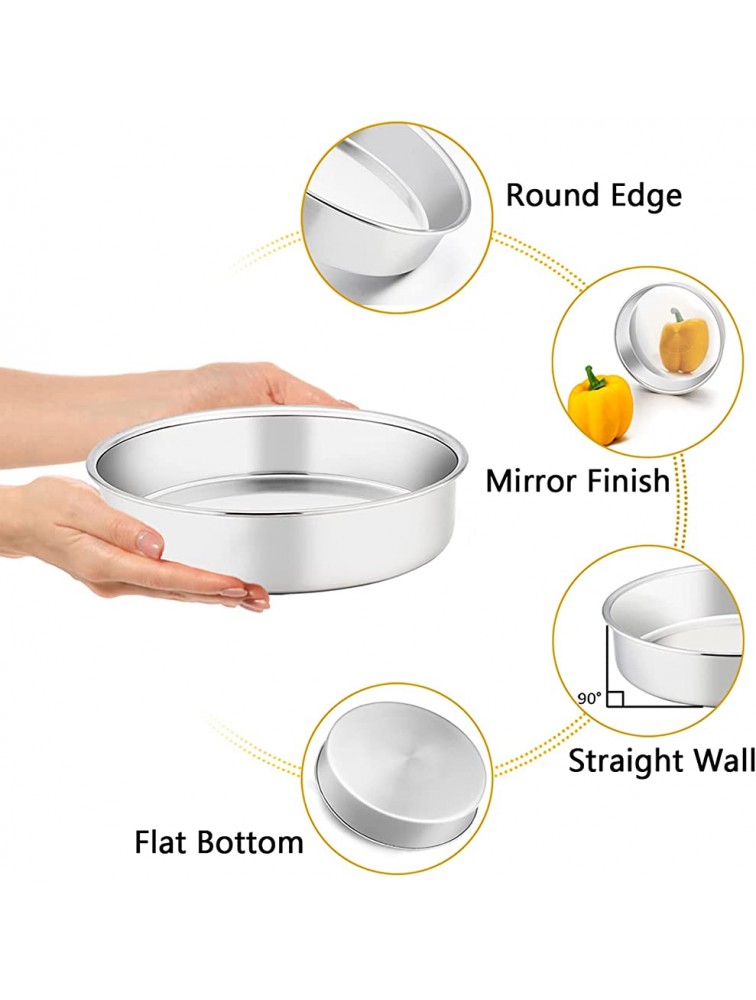 TeamFar Cake Pan 3 Pcs Stainless Steel 6 Inch Round Baking Cake Pan with Silicone Basting Brush & Small Spatula and Egg Separator Healthy & Heavy Duty Non-Stick & Heat-Resistance Dishwasher Safe - BMWV50H6G