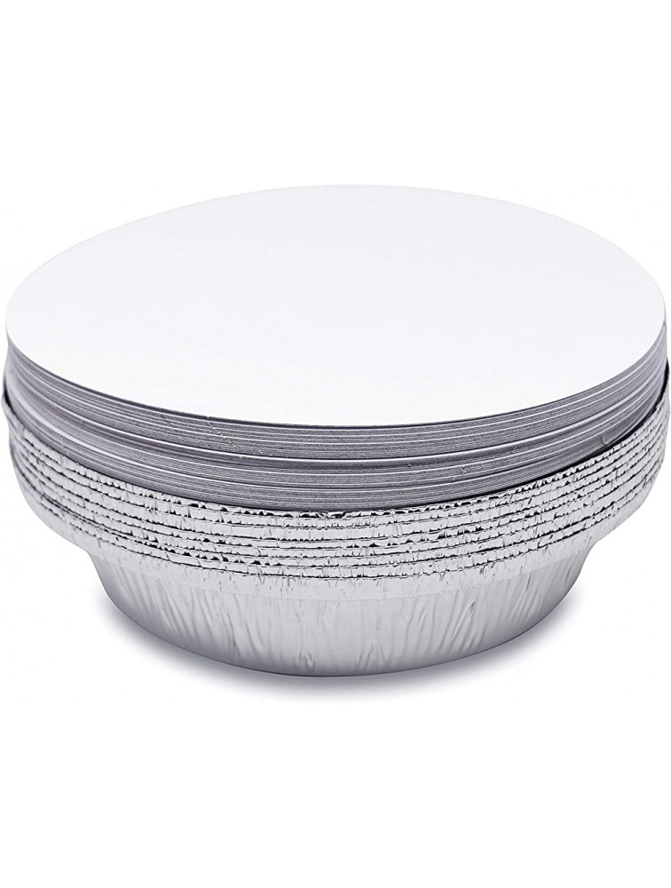 60 Pack Premium 7-Inch Round Foil Pans with Board Lids l Extra-Heavy Duty l Disposable Aluminum Tin for Roasting Baking or Cooking - B2J42ZBIP
